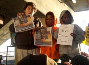 Nearly 1,000 people turned out to protest the murder of Oscar Grant by a BART police officer