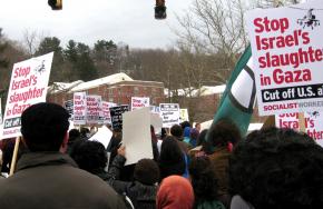 A range of organizations came out in Amherst, Mass., on February 7 in solidarity with the people of Gaza