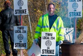 TWU strikers on the picket line